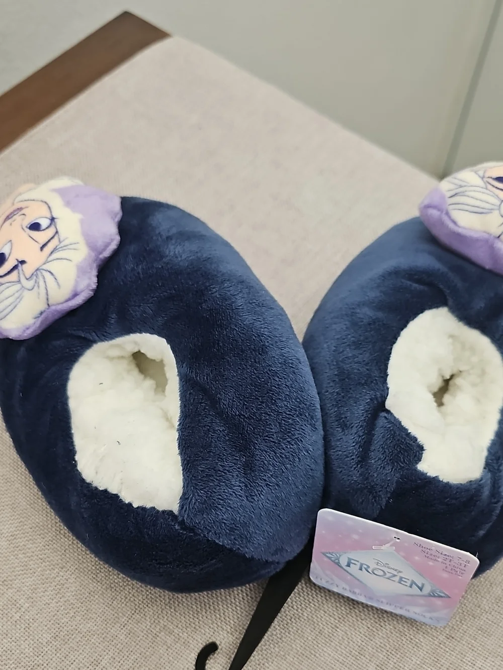 Disney Frozen Elsa Girls' Plush Slipper Booties - Navy Blue